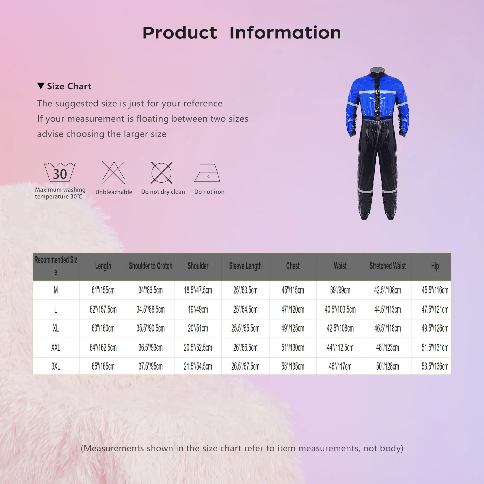 ชุดคลุมทำงานแบบมีแถบสะท้อนแสงสำหรับผู้ชาย กันน้ำ คอตั้ง แขนยาว ซิปหน้า มีเข็มขัด