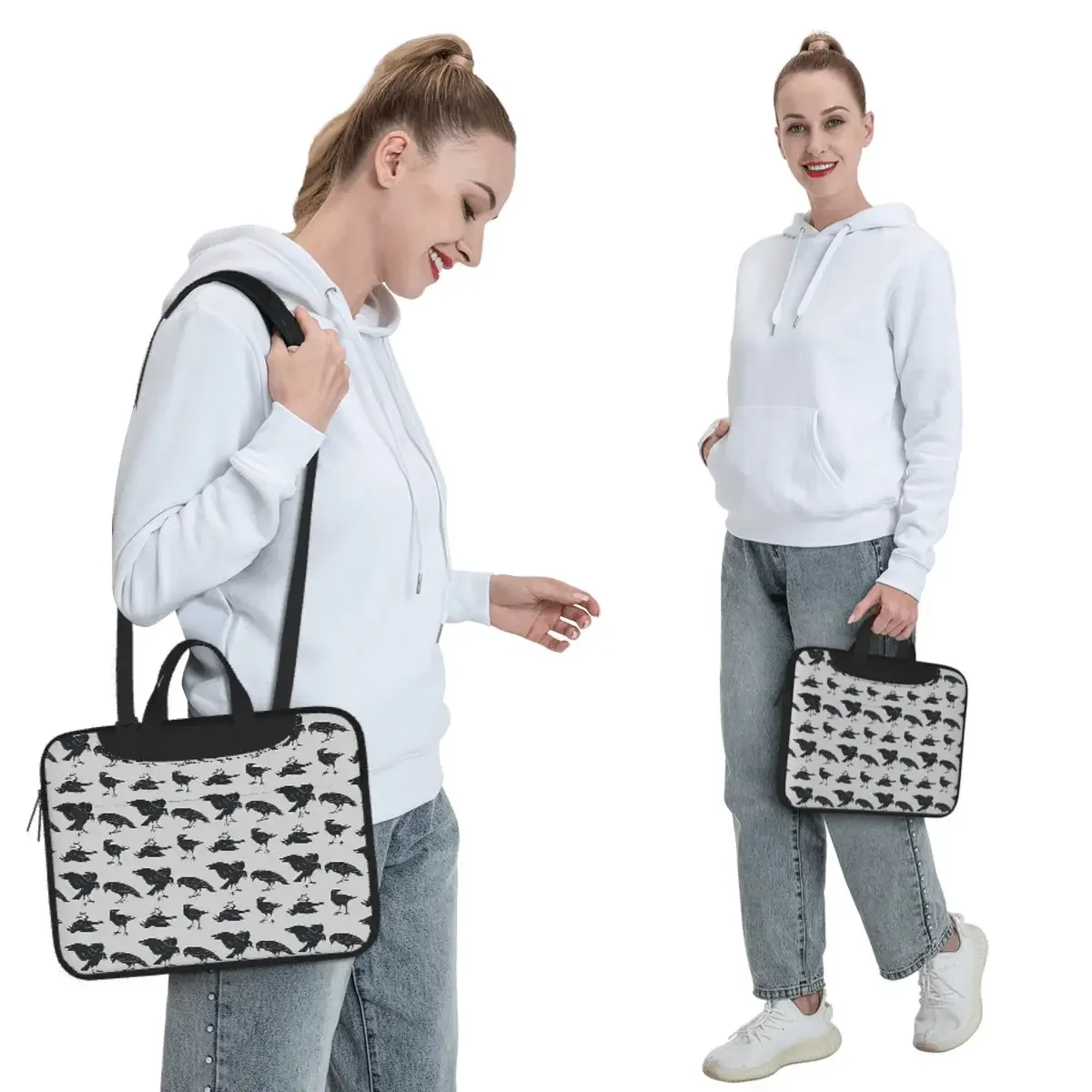 Murder Of Crows Crossbody Laptop Bag Case Computer Bag Resistant Protective Notebook Pouch for Macbook Pro Lenovo