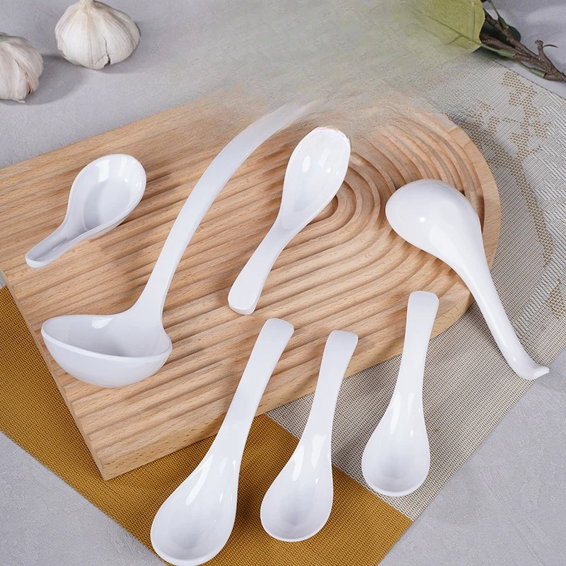 5 Pieces/Set Melamine White Spoon Commercial Hotel Restaurant Tableware