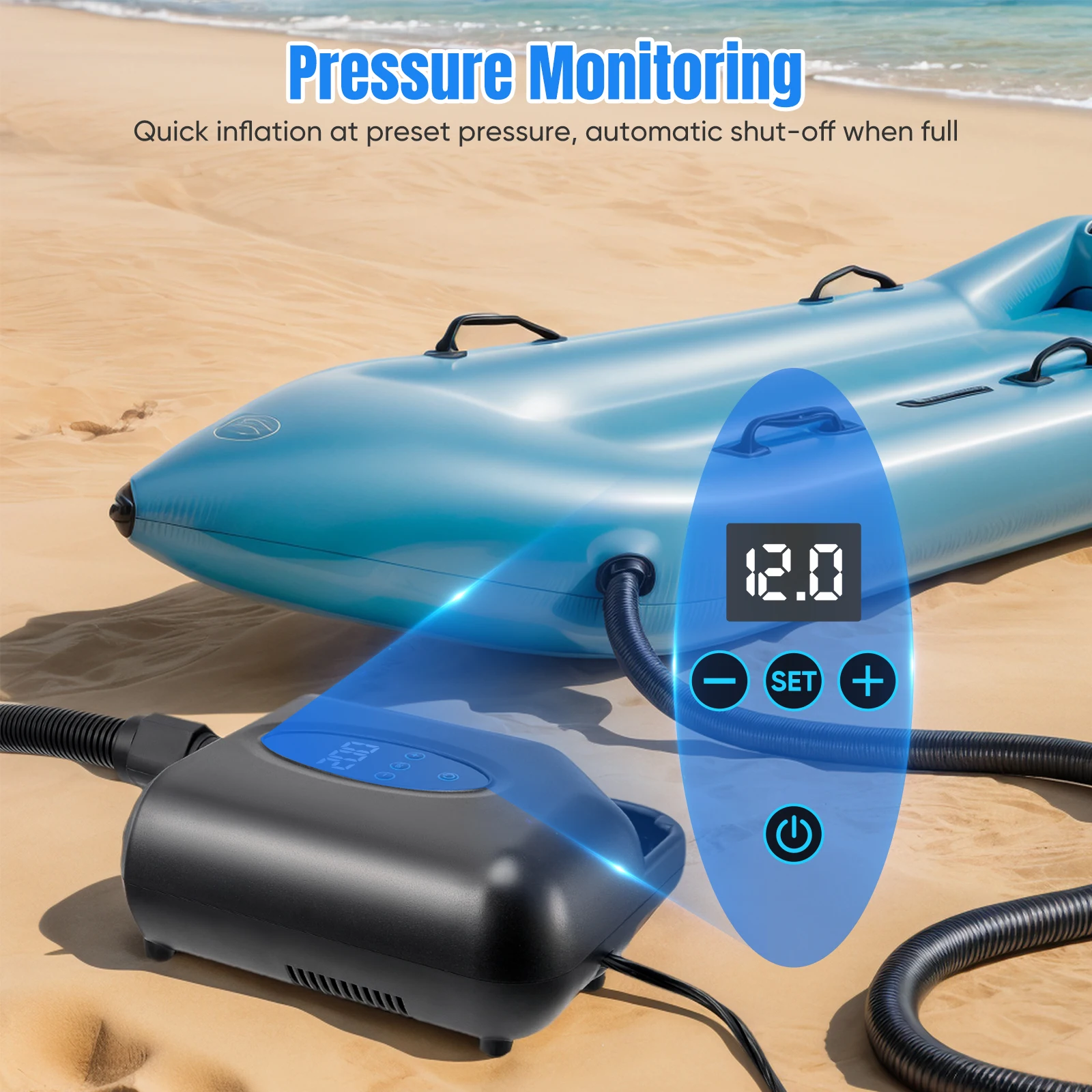 20PSI High Pressure Portable Air Compressor Stand Up Paddle SUP Pump Inflation Paddle Board Pump for Surfing Kite Mattress Tent
