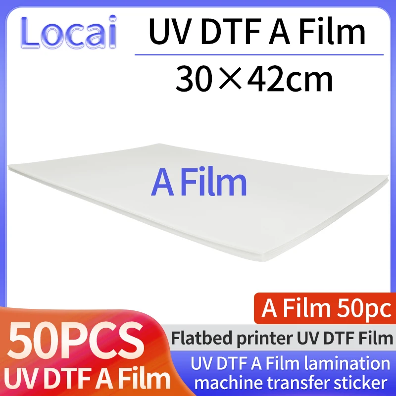 50PCS UV DTF A film transfer sticker UV DTF printer direct printing to A film to plastic silicone metal acrylic glass leather