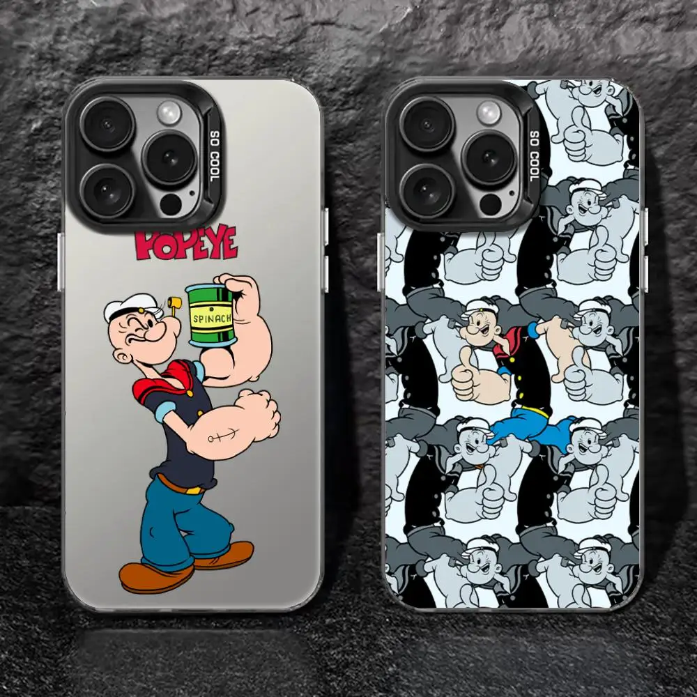 Popeye the Sailor Phone Case black IMD Colorful Phone Case Silver Cover Suitable for Apple iPhone 15 14 13 12 11 XS Pro Max