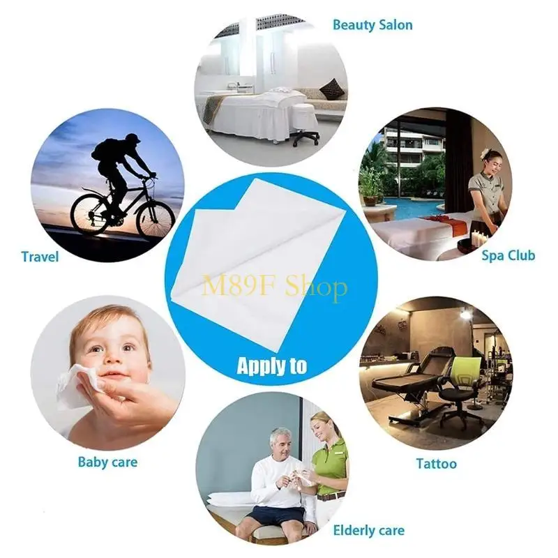 M89F 50pcs/롤 마사지 테이블 시트 세트 세트 일회용 스파 침대 시트 비 직물 래쉬 침대 덮개 문신 공급