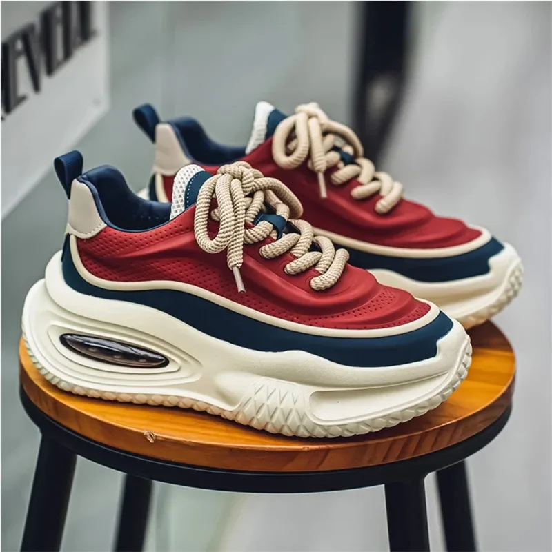 

Chunky Sneakers Men's 2025 NewFashion Height Increased Casual Shoes Comfortable Platform Running Shoes LaceUp Vulcanize Footwear