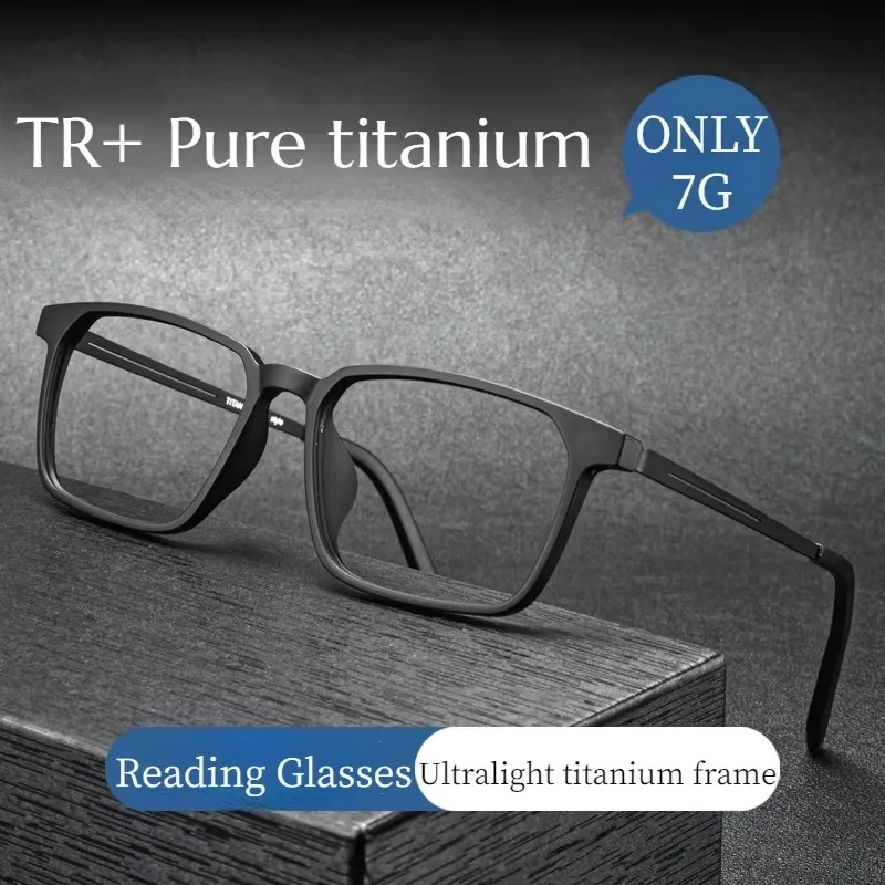 Lunettes de lecture en titane pur TR90 pour hommes, lunettes de presbytie, anti-lumière bleue, dioptrie + 1.0 à + 4.0, haute qualité