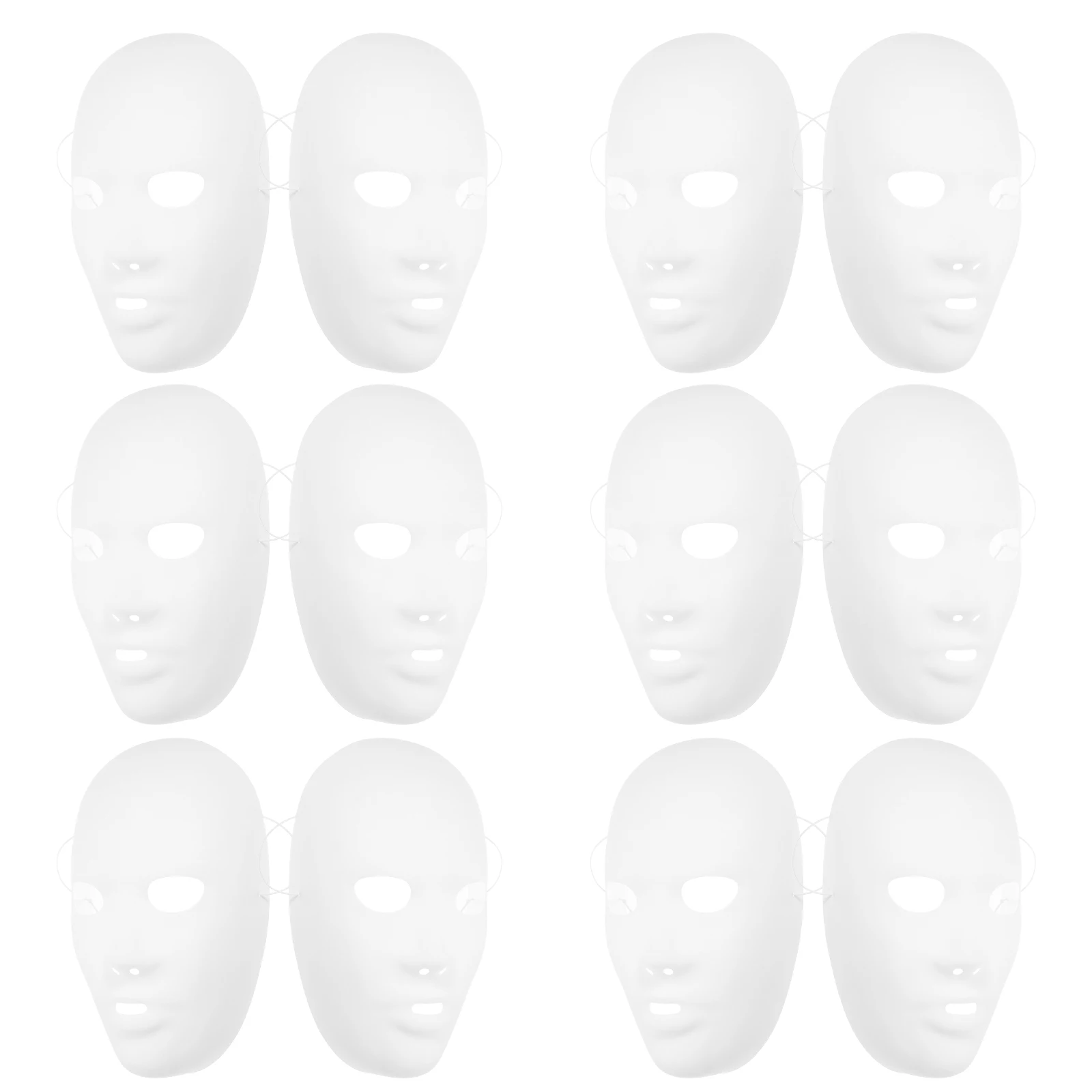 

12 White Masks DIY Blank Full Face Halloween Painting Costumes Party Hip-hop Dancer Eco-friendly Non-deformation Stylish Beauty
