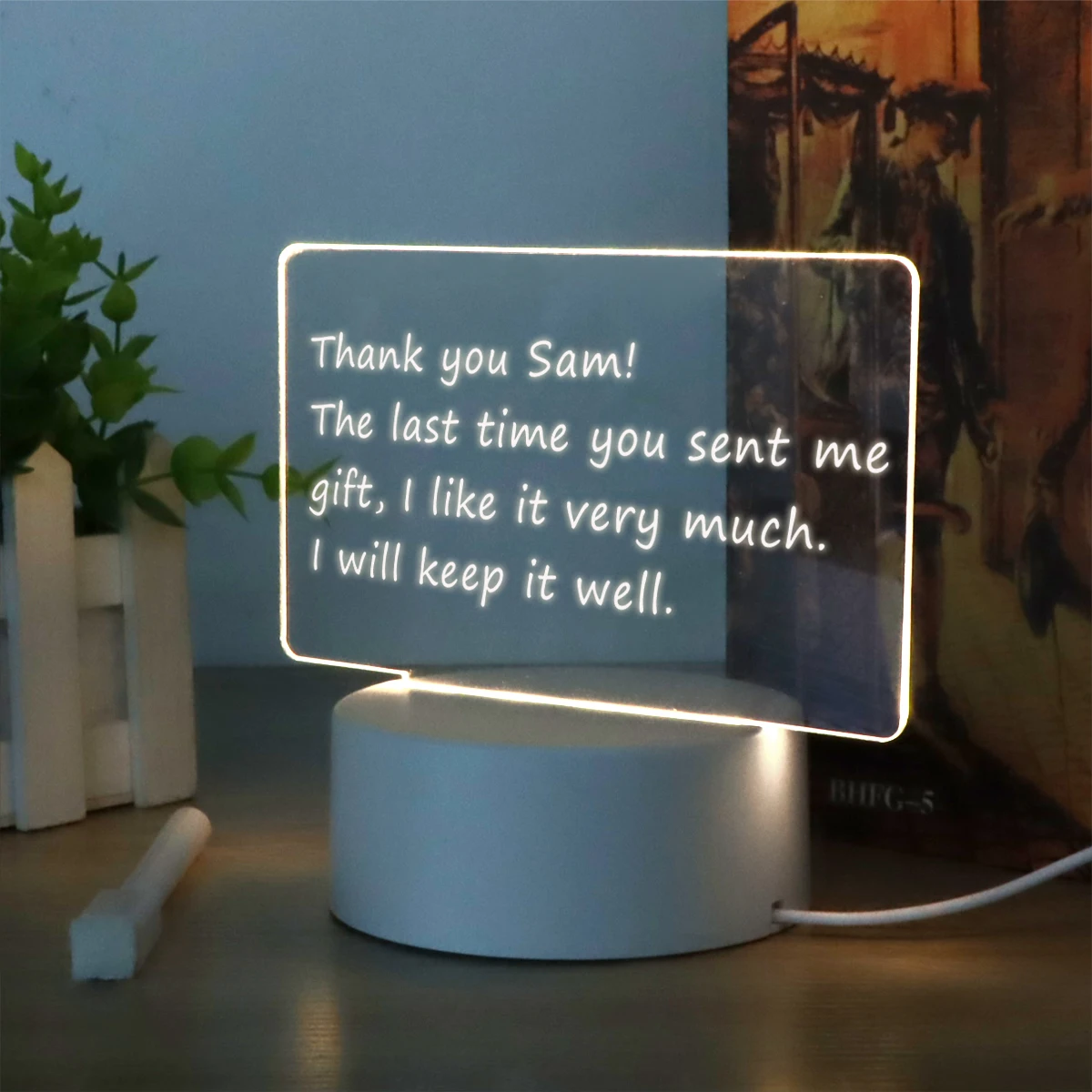 

Handmade Writing Board Decorative Ornament Acrylic 3D Visual Desk Lamp Creative LED Writing Board Notepad Girlfriend Boys Gift