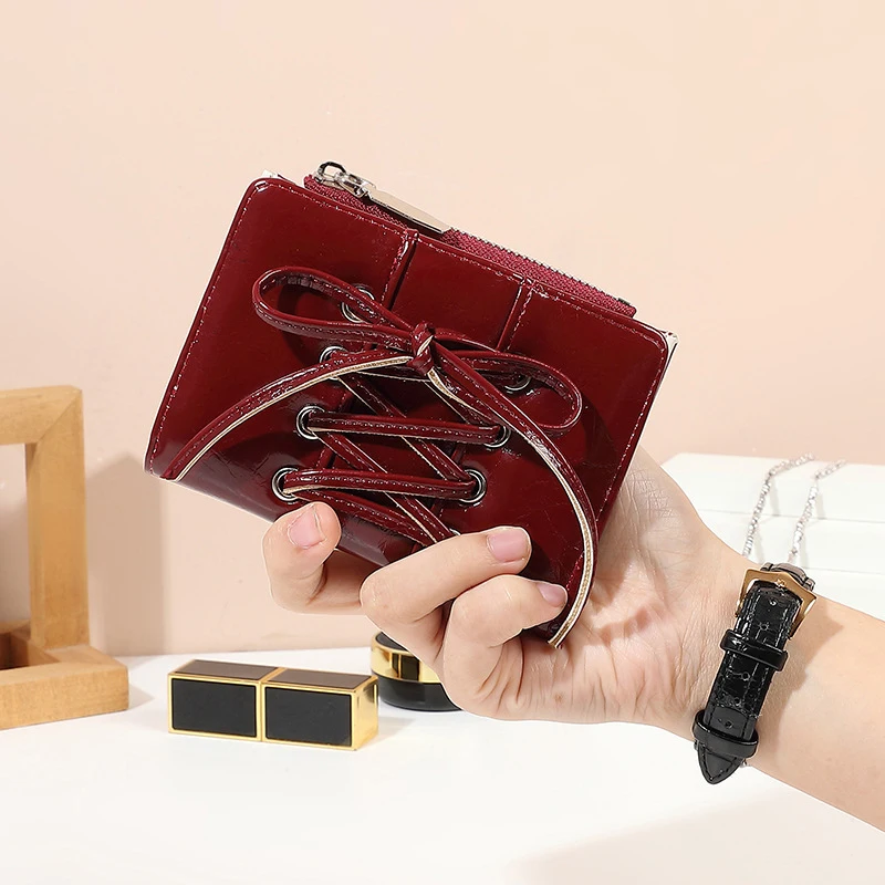 Purse Ultra Thin Portable Bow Wallet Women'S Wallet Elegant Zipper Coin Pouch For Gift For Girlfriend Travel Office Use