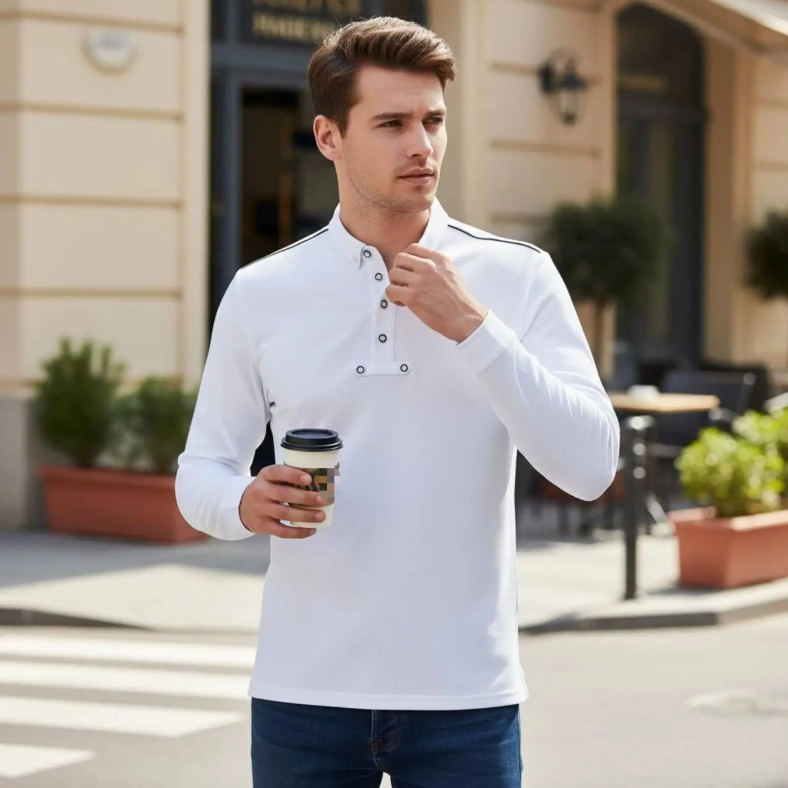 Equestrian Sport Shirt Stand Long Sleeves Equestrian Shirt Stretch Horse Riding Top for Men
