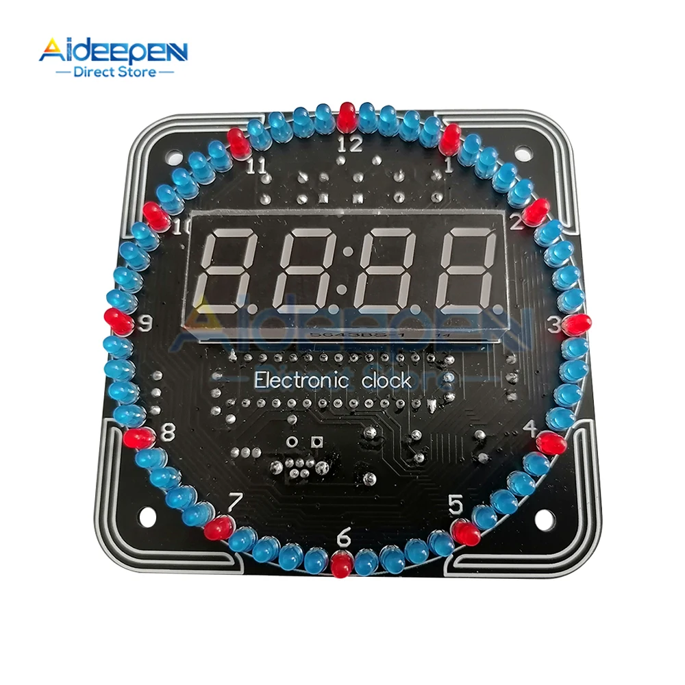 DS1302 DIY Rotating Digital LED Display Module Alarm Electronic Digital Clock Temperature Kit Learning Board With Light Control