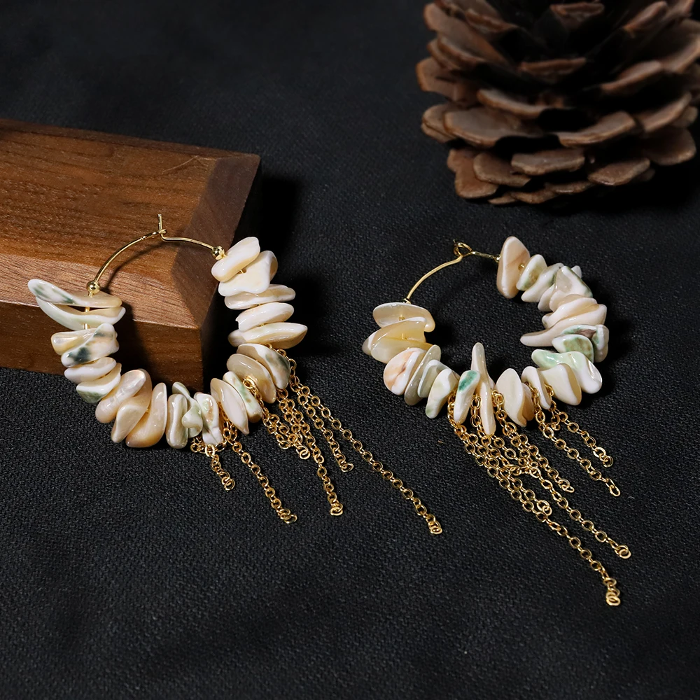 Natural Shell Stream Su Earrings Korean Style Women Luxury Jewelry Fashion Ladies and Girls Gift GE1579