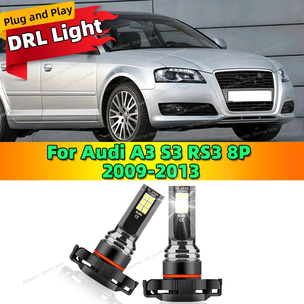 

2pcs LED Daytime Running Light DRL Bulb Lamp Canbus 15000LM For Audi A3 S3 RS3 8P 2008 2009 2010 2011 2012 2013 Plug and Play