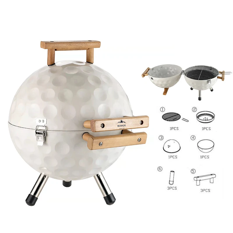 

Hot 14-inch Portable Golf Home BBQ Charcoal Outdoor Grill Camping Stainless Steel Material