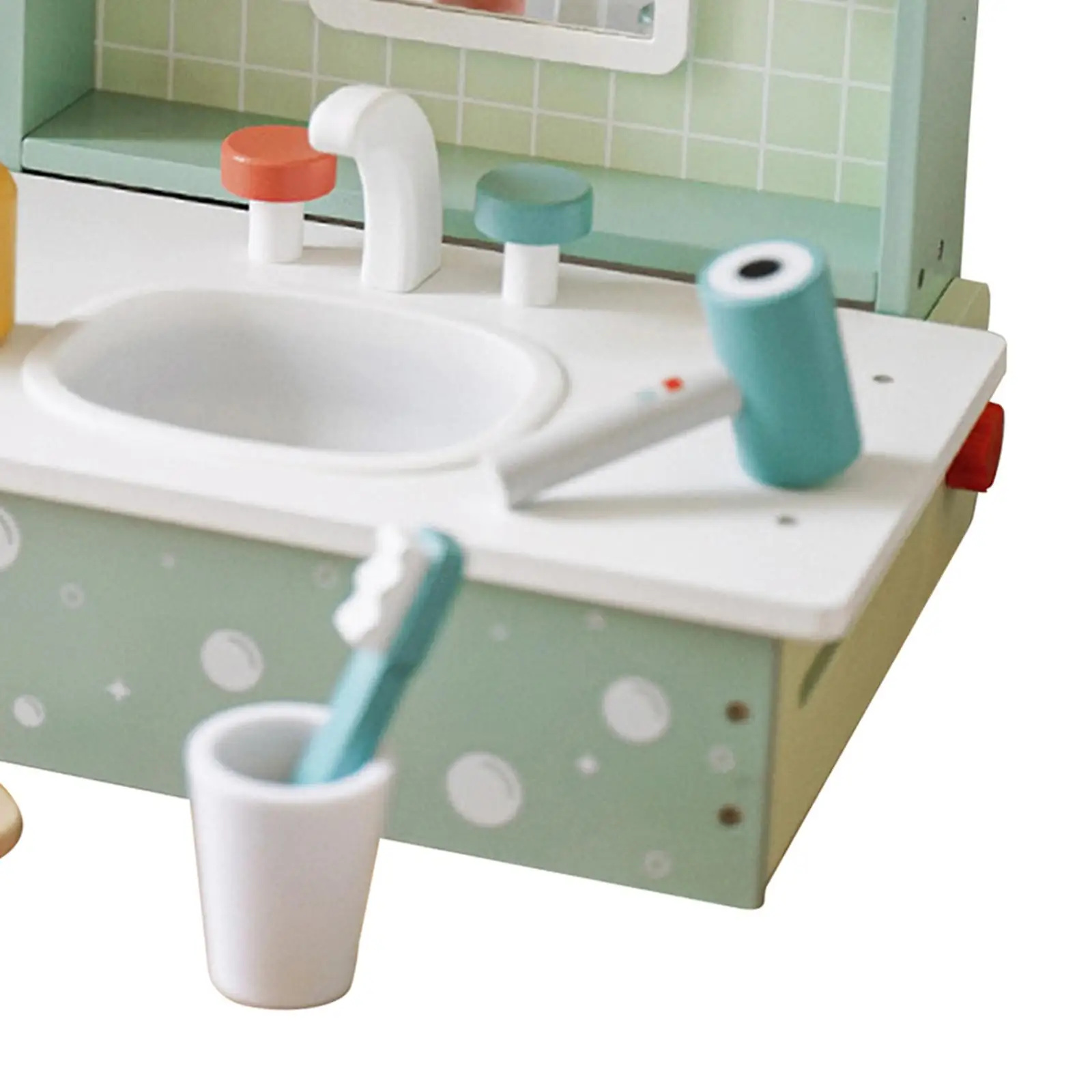 Giocattolo da trucco per bambini con comò per lavabo da bagno a specchio