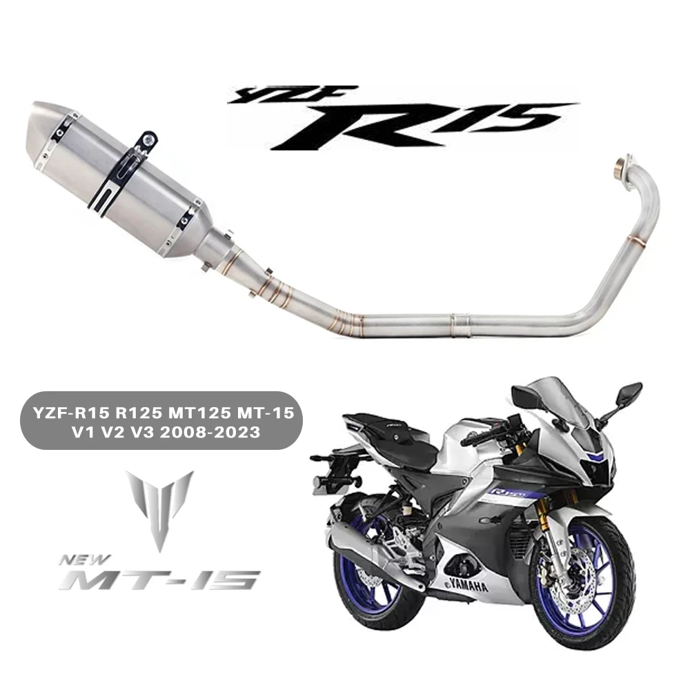 R15 Motorcycle Exhaust For Yamaha Yzf R125 Mt125 R15 Mt15 MT-15 V1 V2 V3 2008-2023 Muffler DB-Killer Exhaust Full System Escape
