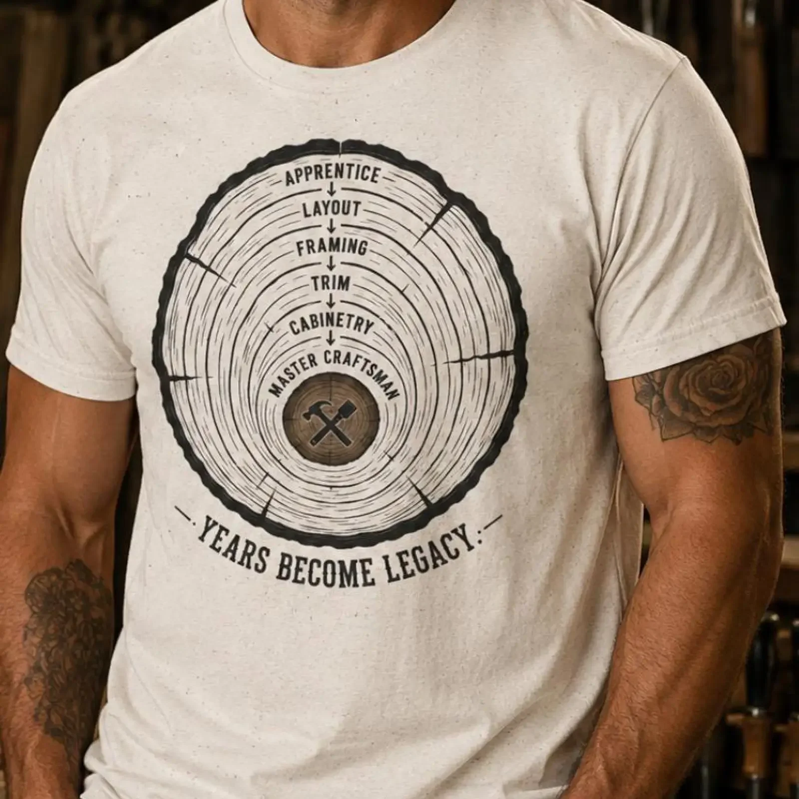 Funny Carpenter T Shirt Woodworker Years Become Legacy Woodworking Finish vintage Washed Top For Everyday Wear Unisex fashion