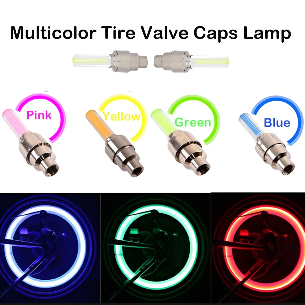 

Bicycle Tire Valve Light Bike Wheel Spoke Lamp Night Riding Safety Glowing Tyre Valve Caps Bicycle Motorcycles Accessories