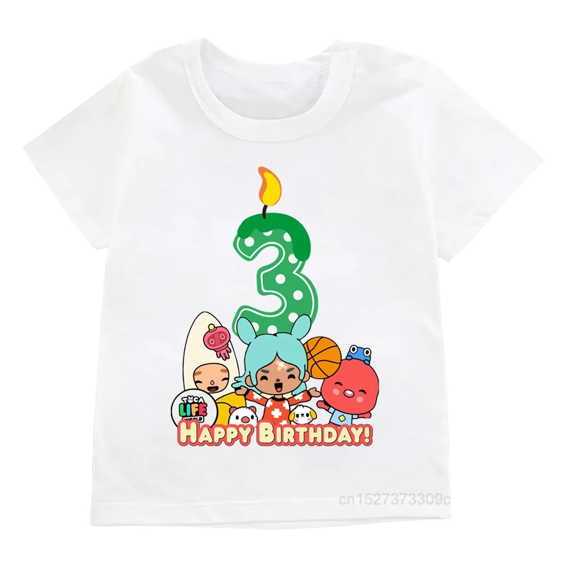 Koszulka dziecięca 1-9 Koszulki urodzinowe Hot Game Toca Life World Cartoon Print T Shirt Girls And Boys Tops Kids Cute Clothes