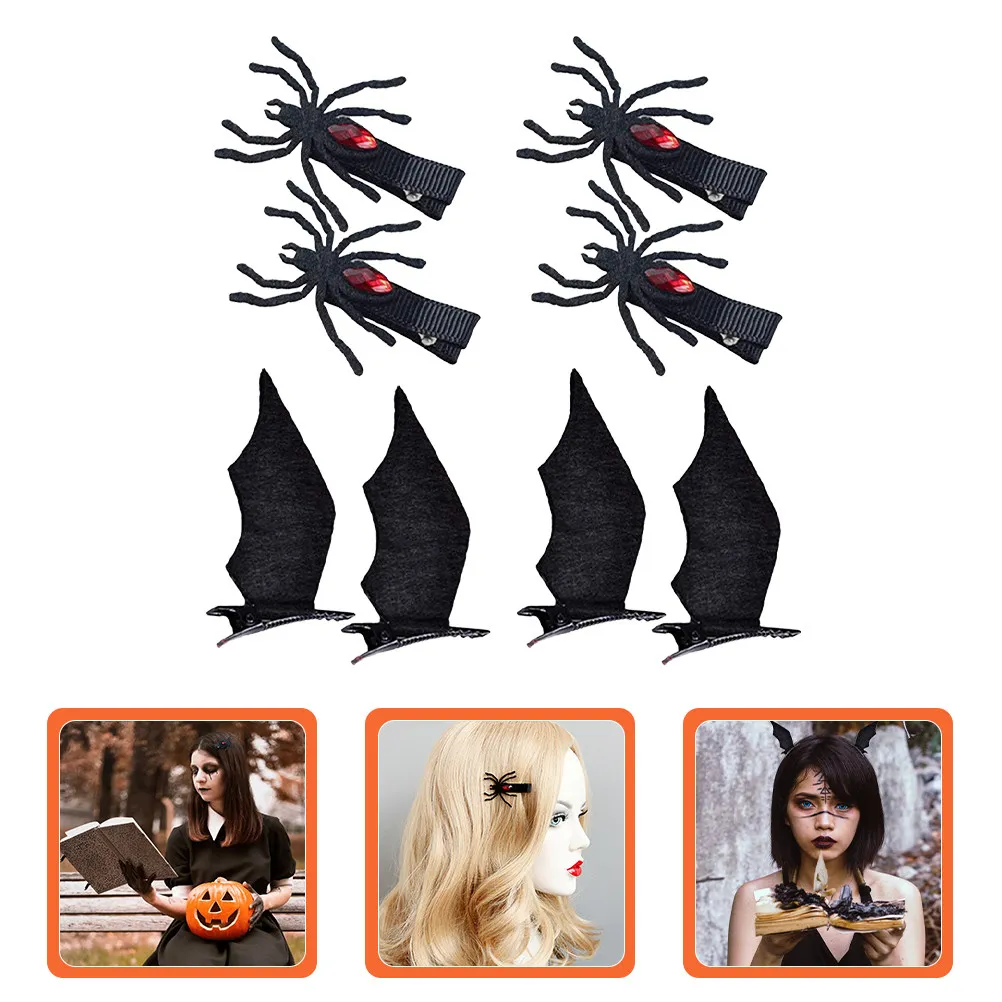 

4Pairs Small Demon Hair Clips Halloween Costume Accessories for Kids Girls Party Dress Up Hairpins Styling Clips