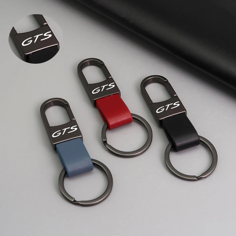 For Porsche GTS Series 911 GTS 718 Boxster Cayman GTS Panamera Taycan GTS Cayenne Macan GTS Cars Accessories Leather Keychain