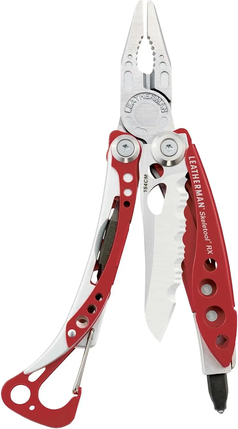 

Многофункциональный инструмент Skeletool RX с зубчатым ножом и стеклобоем, красный цвет - прочный инструмент для активного отдыха
