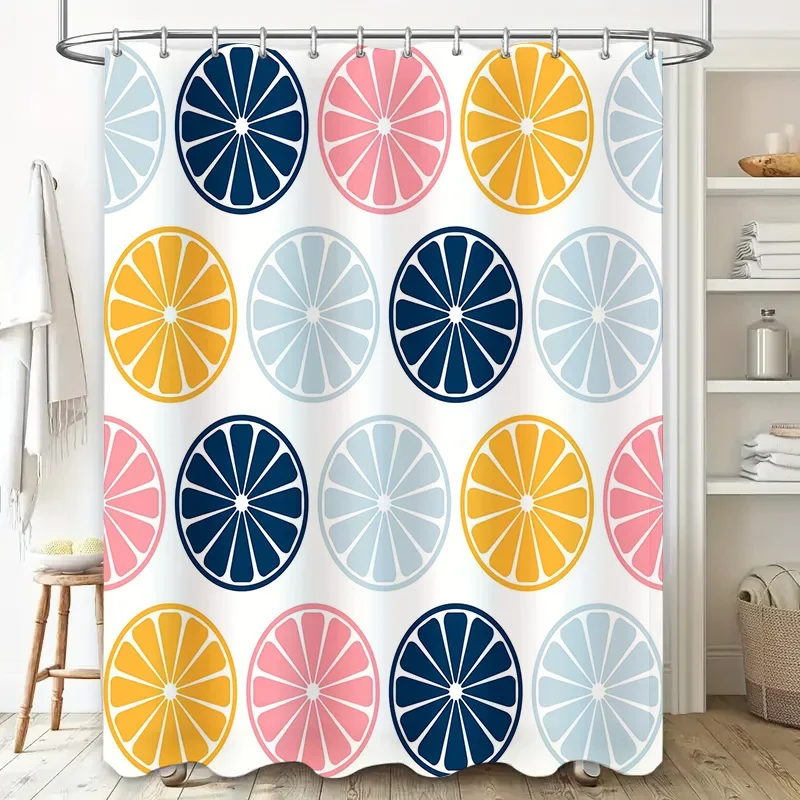 Waterproof Shower Curtain with Orange Slice Pattern Decorative Bathroom Liner for Home Use would be a suitable 128-character tit