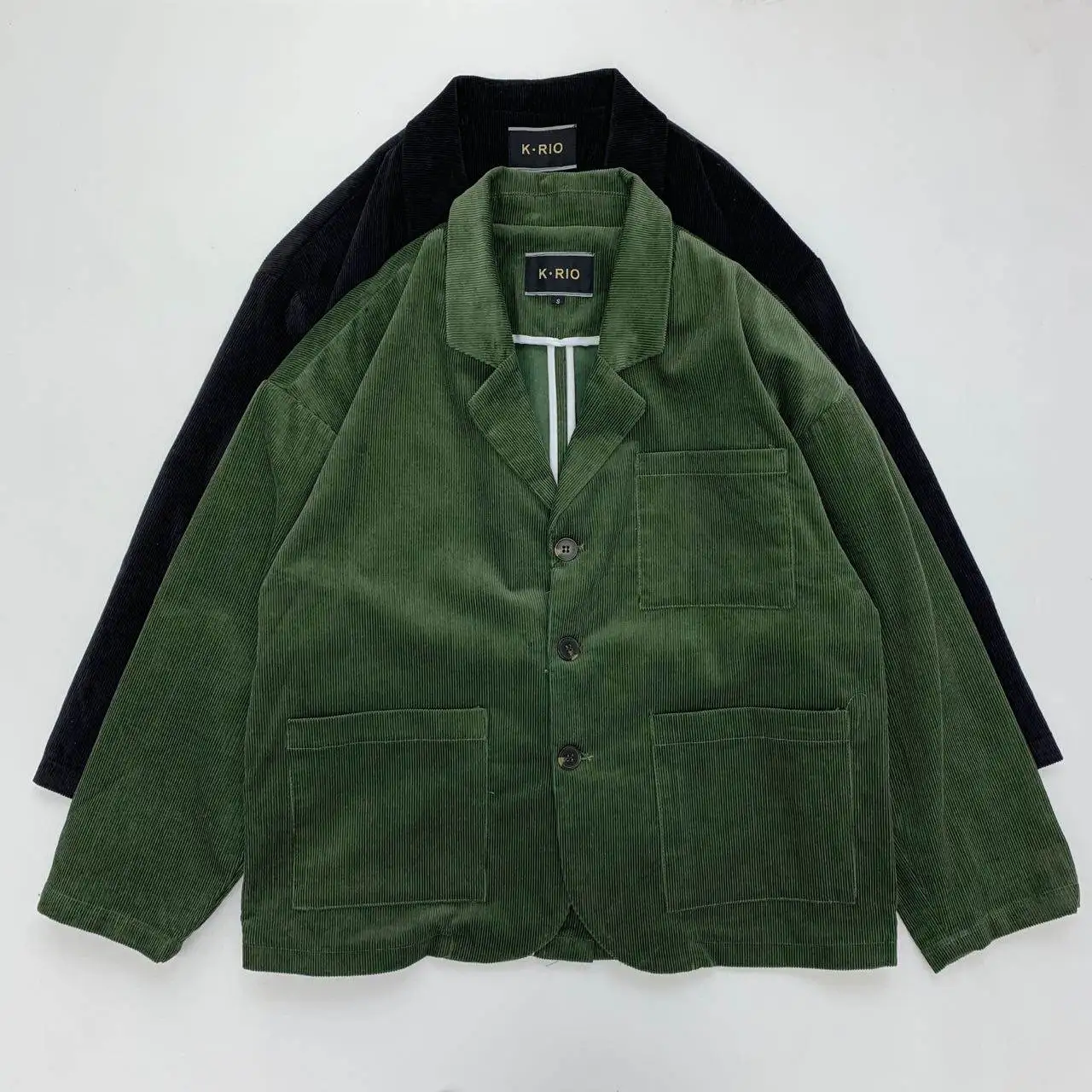Dropped Shoulder Unisex Loose Fit Retro Corduroy Blazer Oversized Wide Fit Minimalist Euro-American British-style Suit Jacket