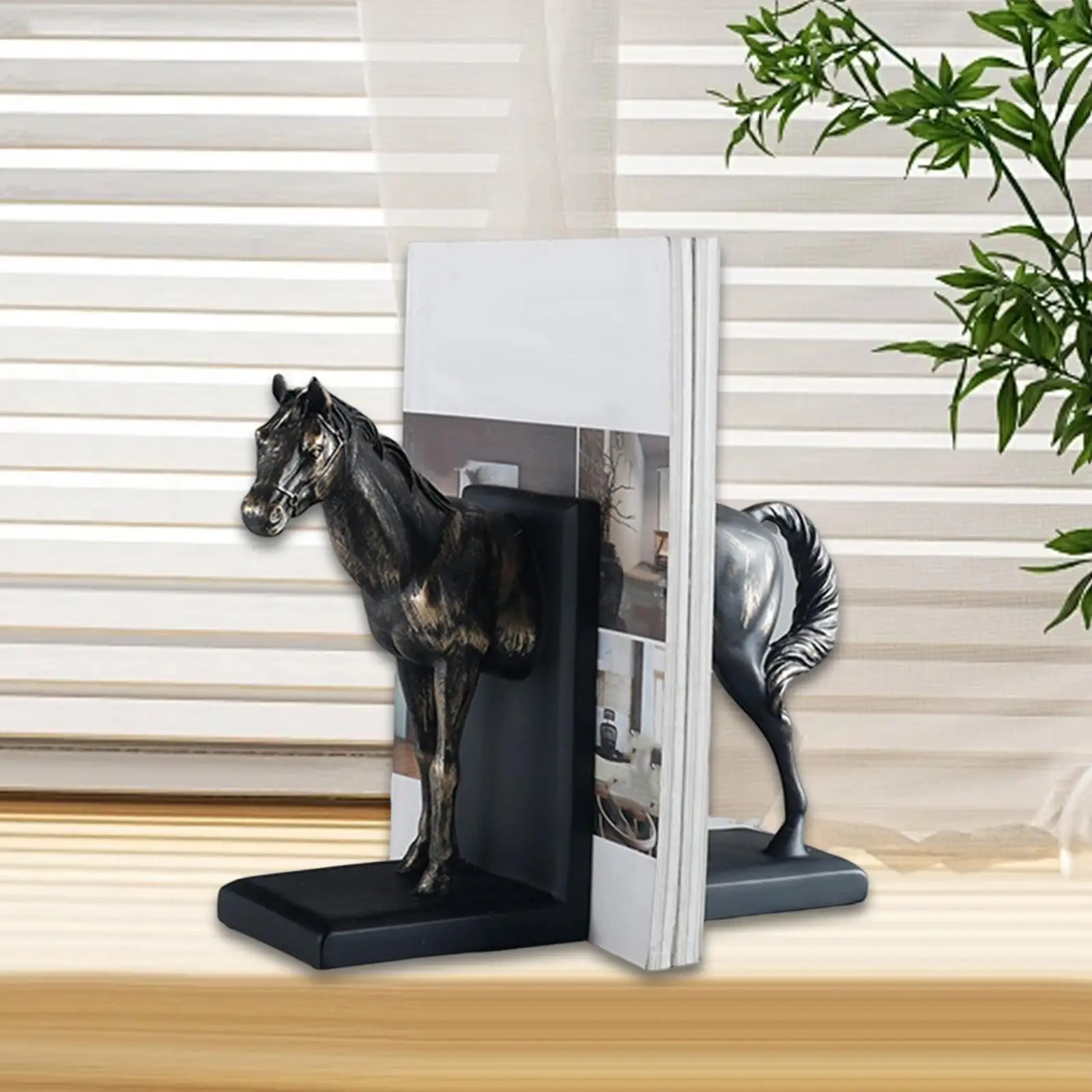 

Horse Figurines Stable Birthday Gift Home Ornaments Portable Bookends Creative for Cabinet Bookshelf Living Room Bedroom Office