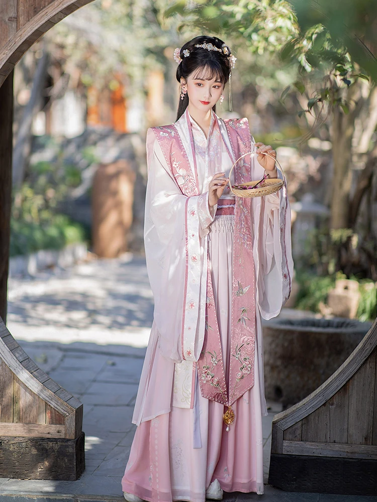 Ancient Song System Hanfu Kimono Coat Chinese Traditional Embroidery Folk Dance Clothes Swordsman Cosplay Princess Costume