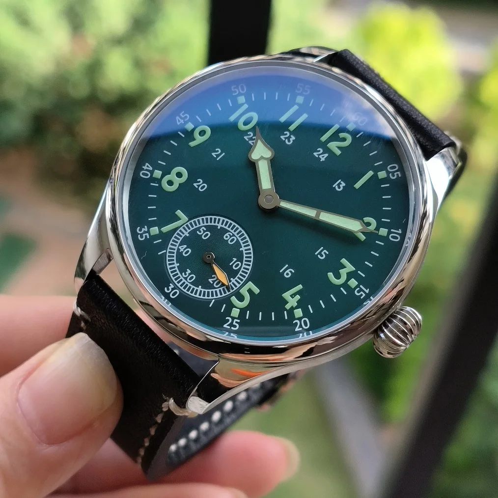 Nessuno logo 41mm cassa in acciaio inossidabile 316L AR zaffiro cristallo quadrante verde numero verde orologio meccanico luminoso a mano