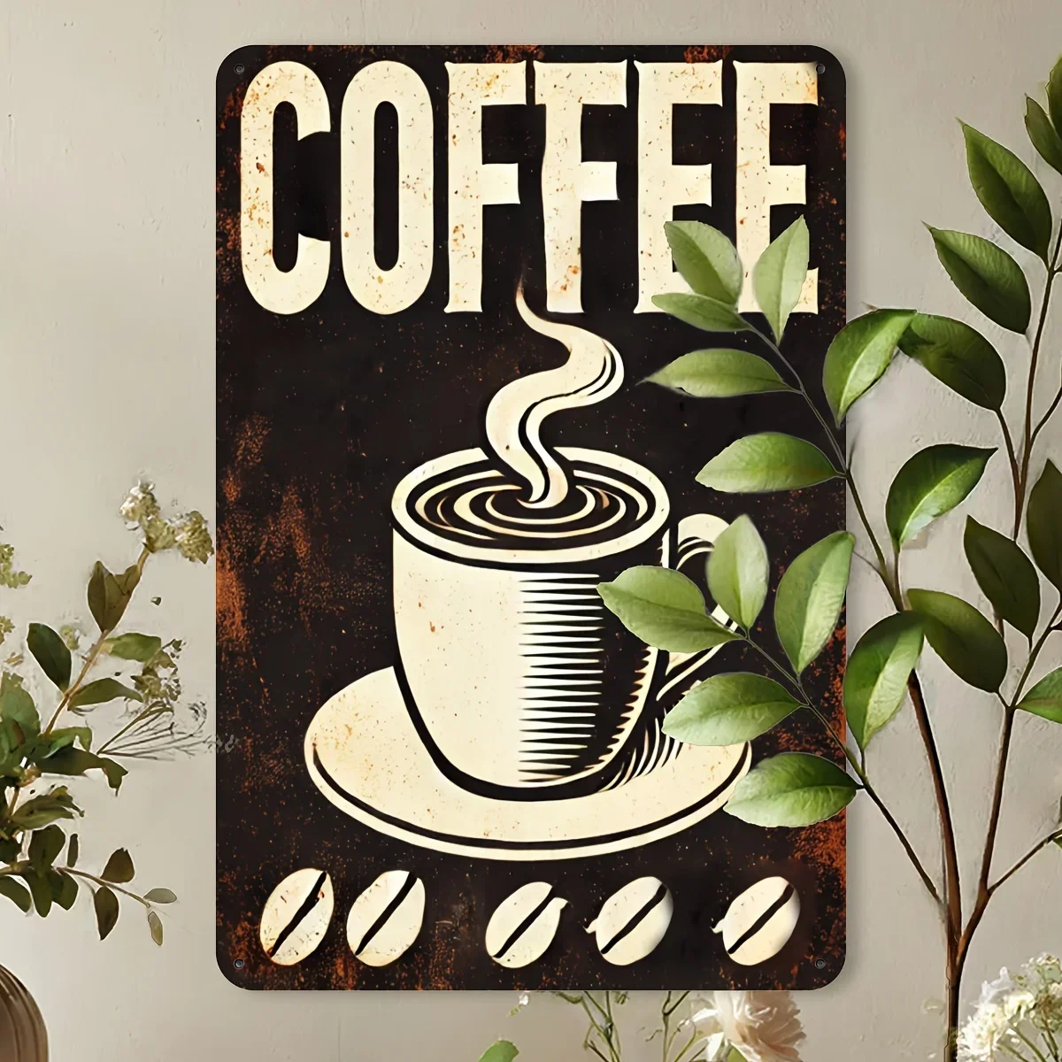 1pc Vintage Coffee Metal Sign 8.0x12.0inch - Vintage Wall Art Decor with Steam Cup Design, Perfect for Kitchen, Cafe, Bar