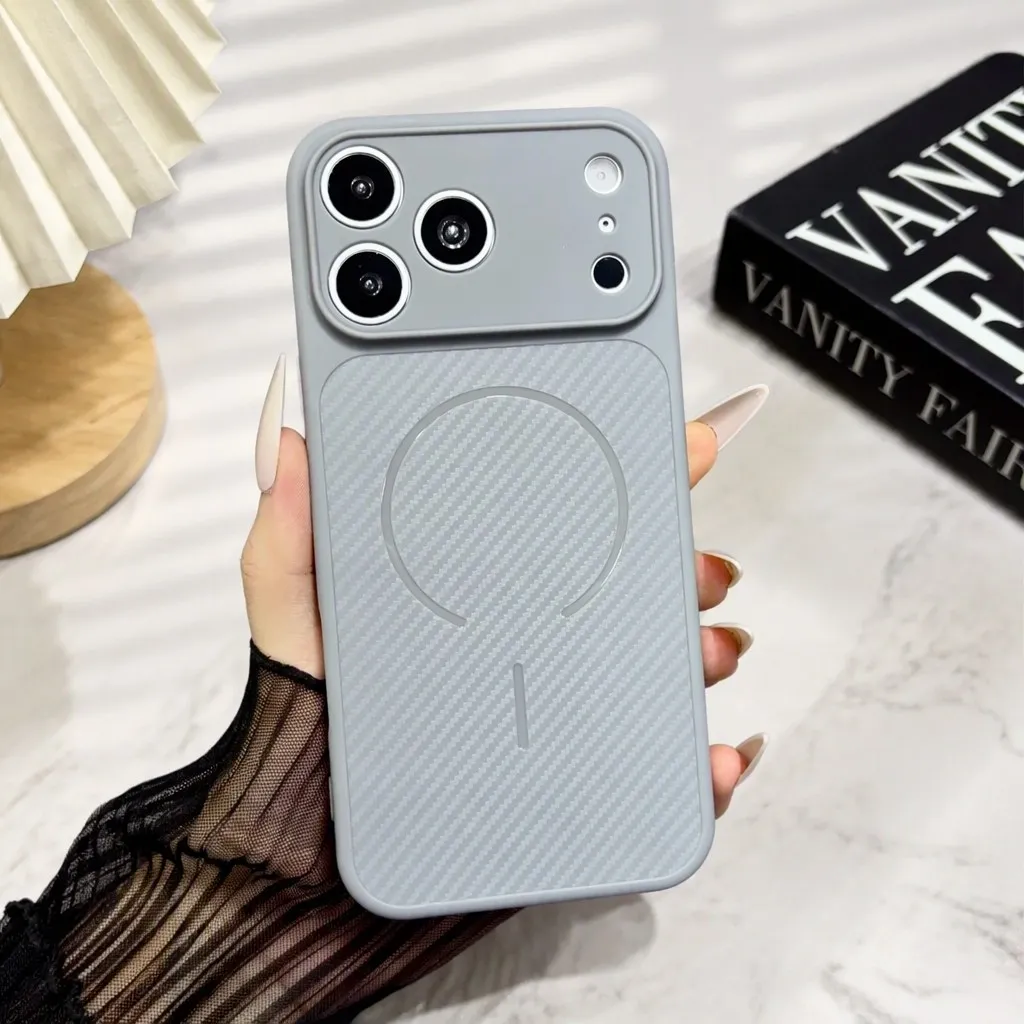 For Magsafe Magnetic Carbon Fiber Pattern Soft TPU Case For iPhone 18 17 Air 16 15 14 13 Pro Max Plus Silicone Shockproof Cover