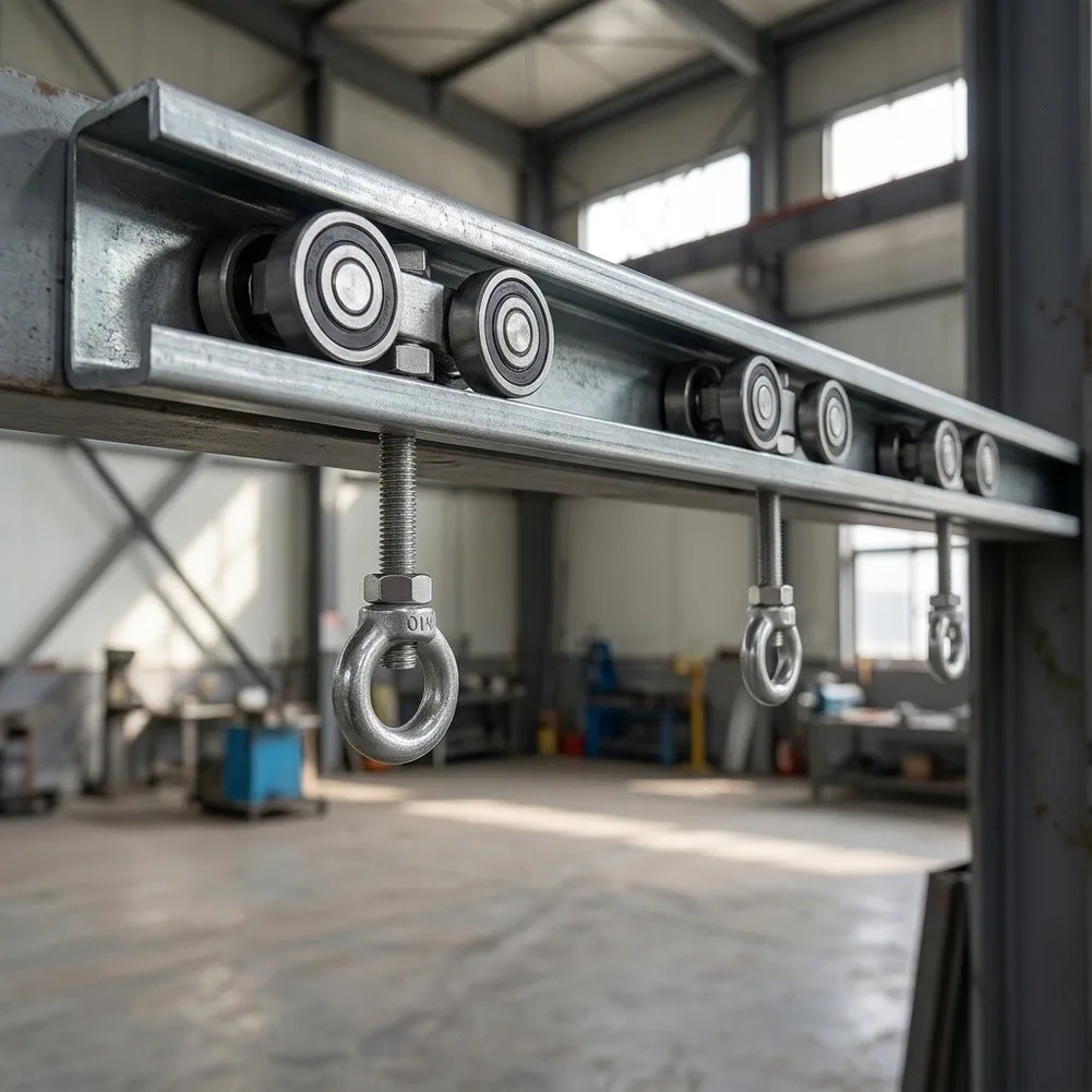 Galvanized Steel Trolley Assembly Rollers with 200kg Load Capacity for Sliding Door Systems and Workshop Equipment