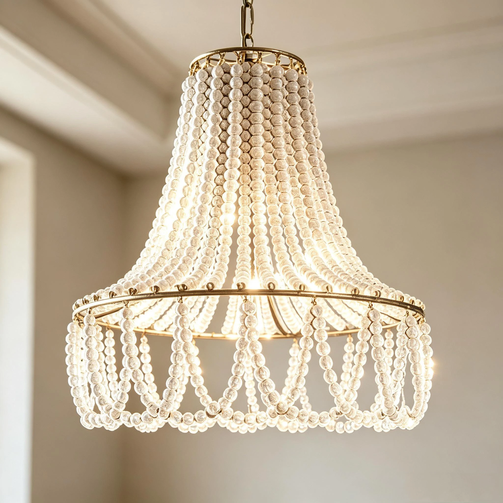 Creative Circular Wooden bead Pendant Lamp Chandelier Farmhouse European Restaurant Home Bedroom Decoration Pendant Lights