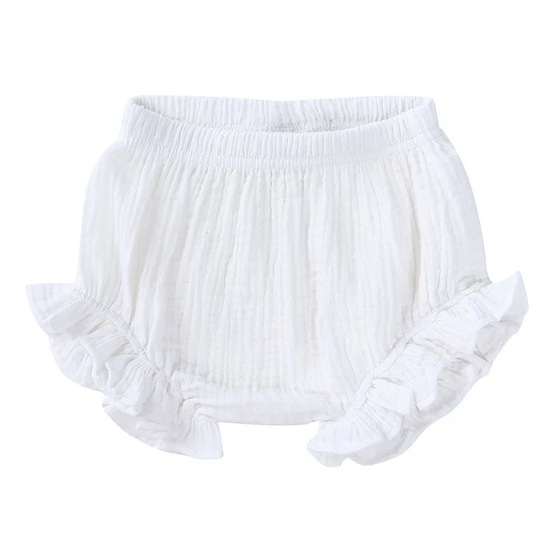 Newborn Infant Solid Ruffle Bloomers Pleated Cotton Muslin Baby Shorts Kids Casual PP Pants Summer Baby Girl Underwear 0-24M