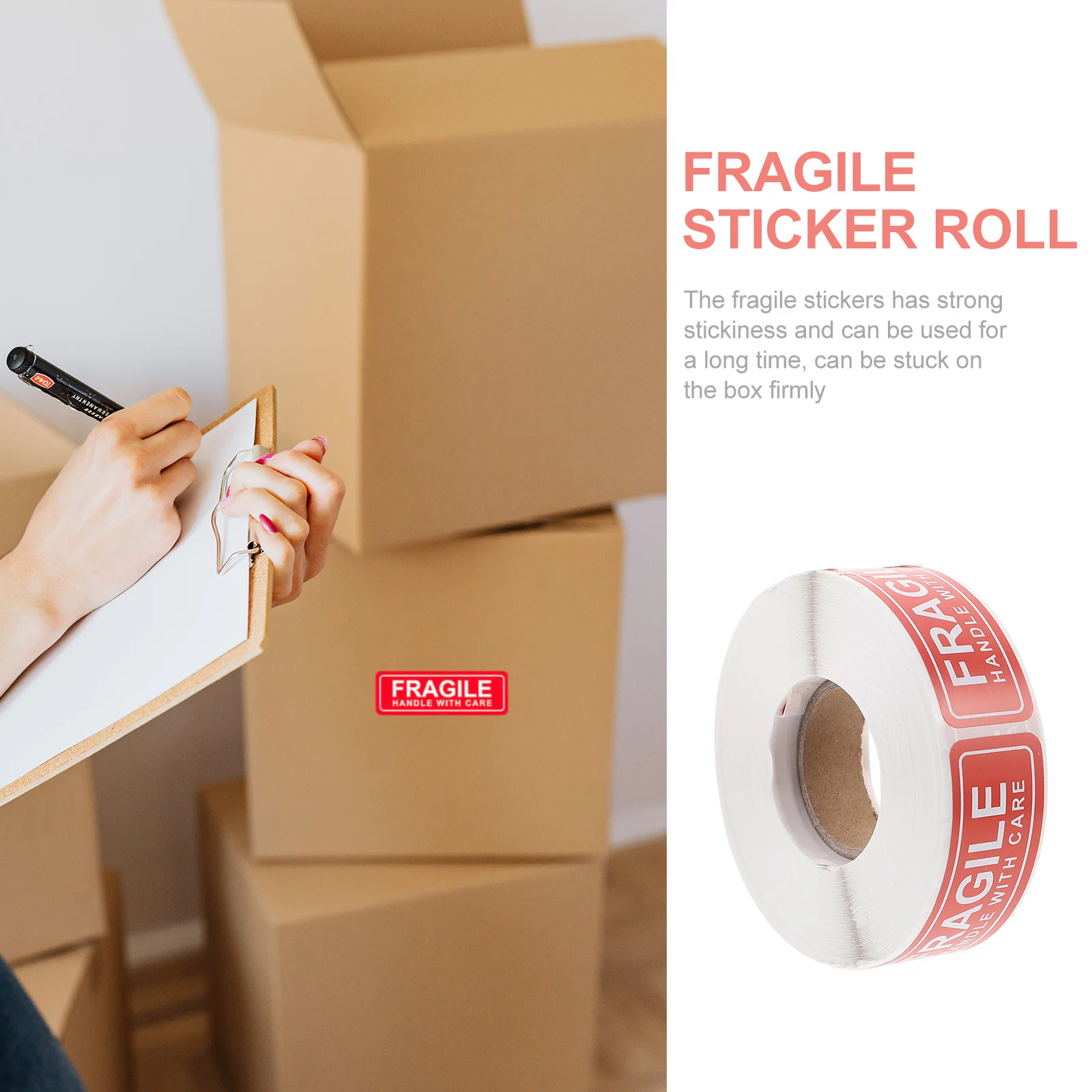2 Rolls Fragile Stickers For Shipping Packaging Warning Labels Self-Adhesive Durable Packing Tape Waterproof Wear-Resistant