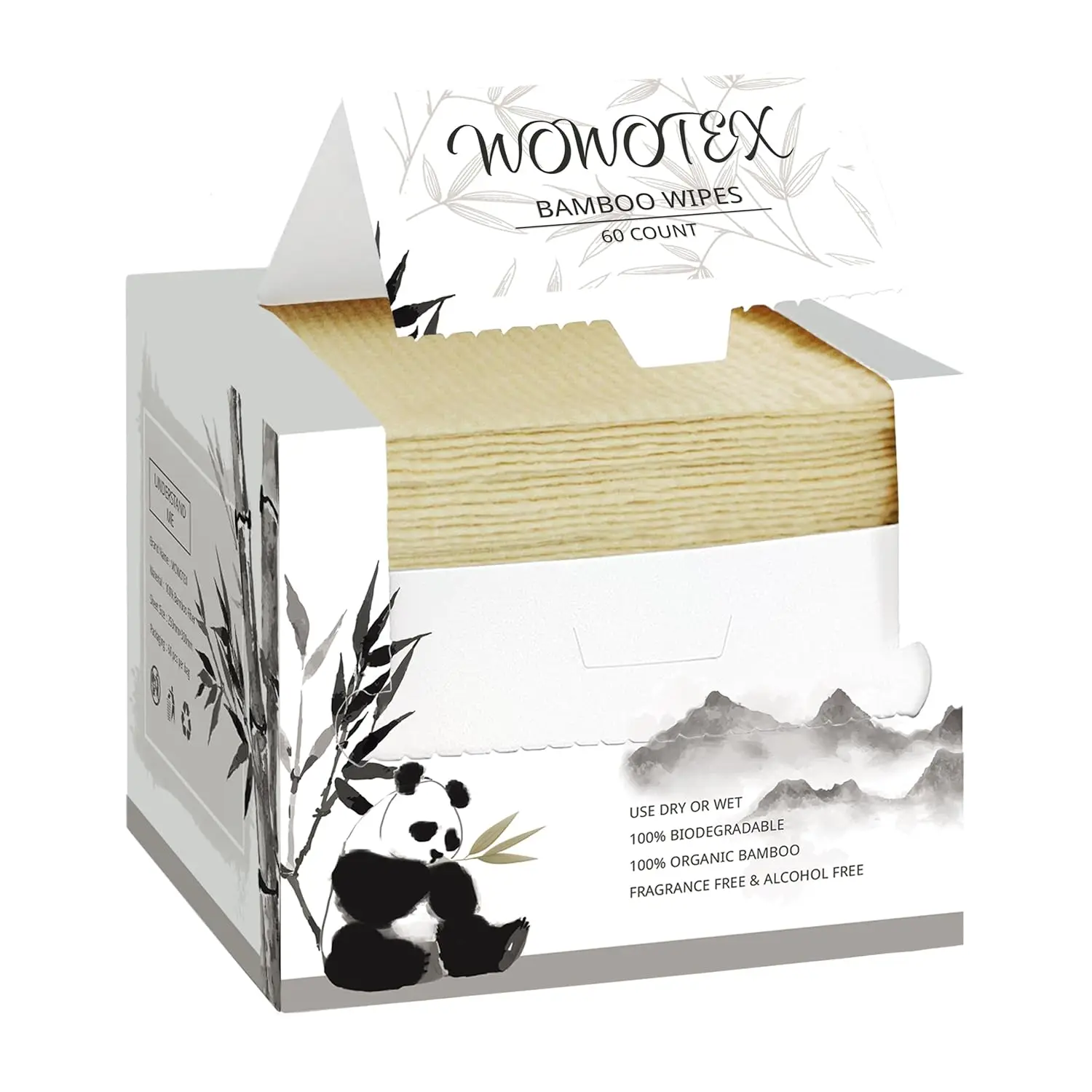 

Biodegradable Bamboo Rayon Face Towels, 60 Count, Extra Thick & Soft, Large Dry Wipes for Sensitive Skin, Makeup Removal & Travel