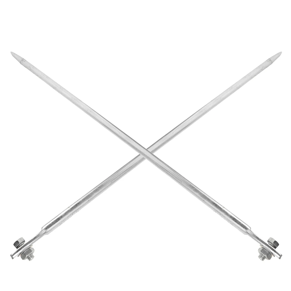 

2pcs Iron Grounding Rod Grounding Pin Electrical Wire Ground Bar Portable Ground Rod For Signal Tower Antennas Satellite Dishes