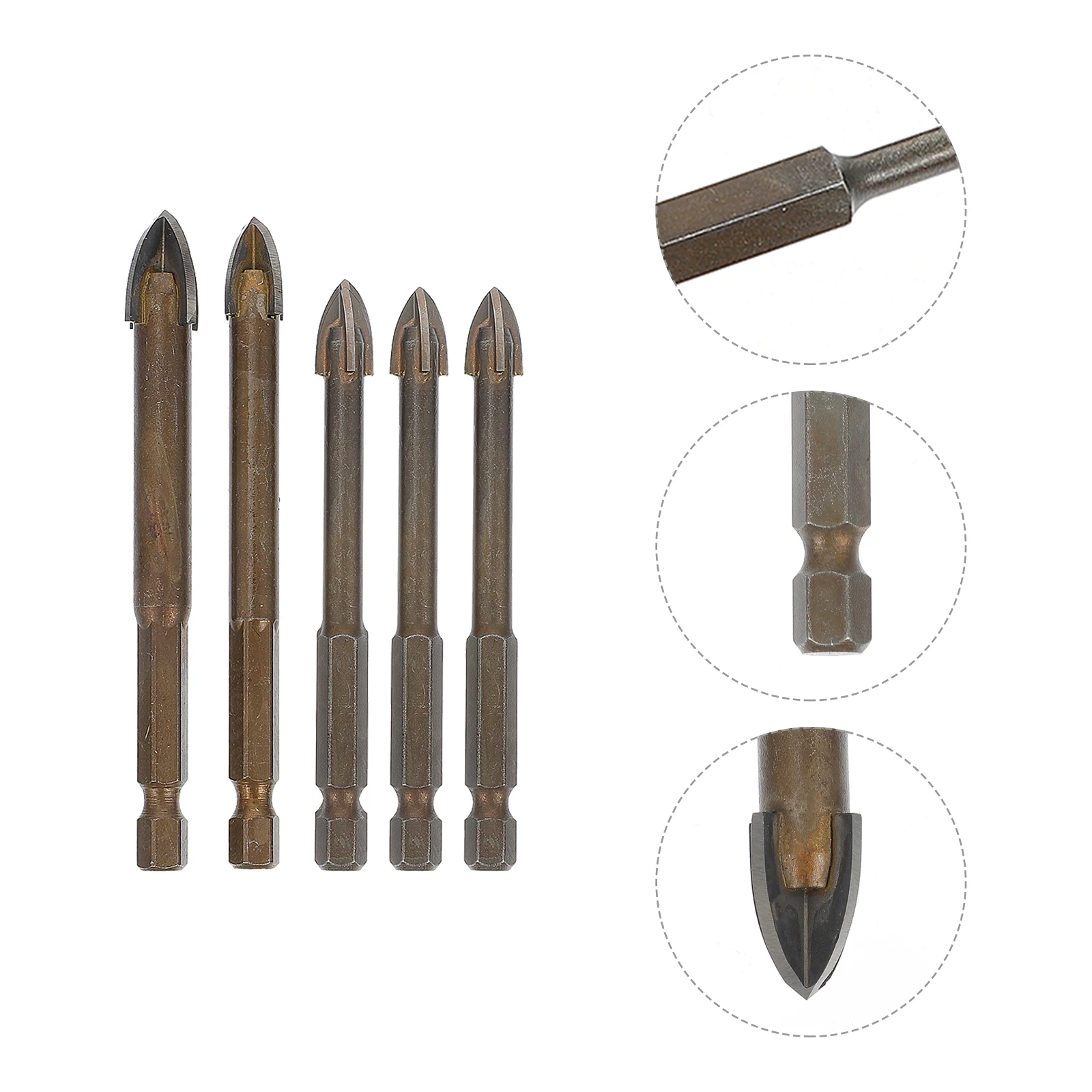 

5pcs Drill Set High Quality Metal Glass Bits Triangle Hole Tower Carbide Concrete Electric Drilling Supplies