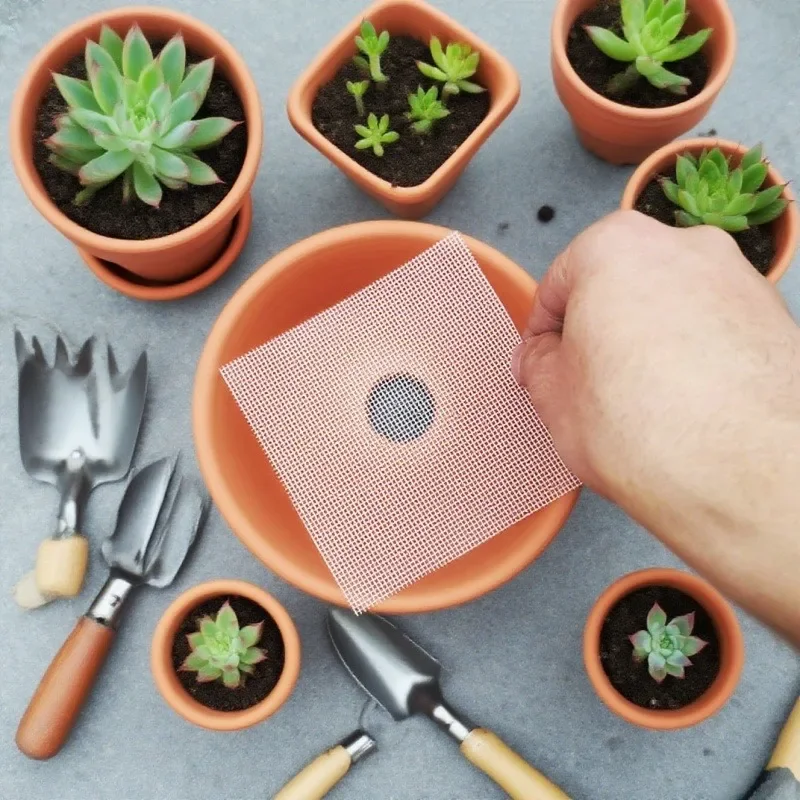 20/50pcs flowerpot gasket mesh, leak proof soil, flowerpot bottom hole gasket, breathable, grid gasket