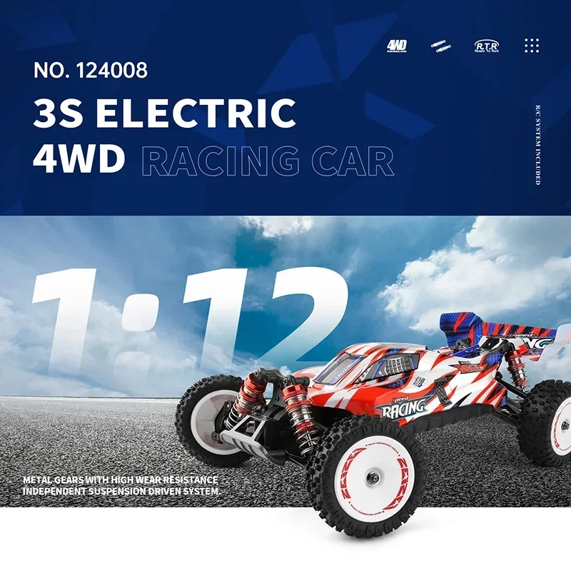 WLtoys 124008 60KM/H 4WD RC Car 3S Professional Racing Car Brushless Electric High Speed Off-Road Drift Remote Control Toys Gift