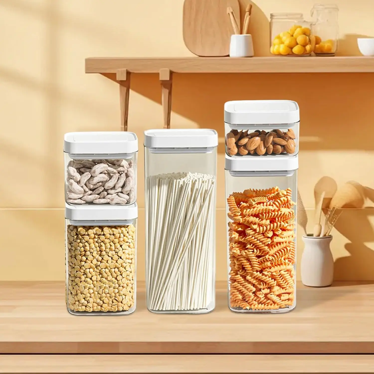 Airtight Food Storage Boxes Container with Lid  Kitchen Pantry Organizer Jar For Serving Tea, Coffee, Flour, Sugar, Candy, Cook