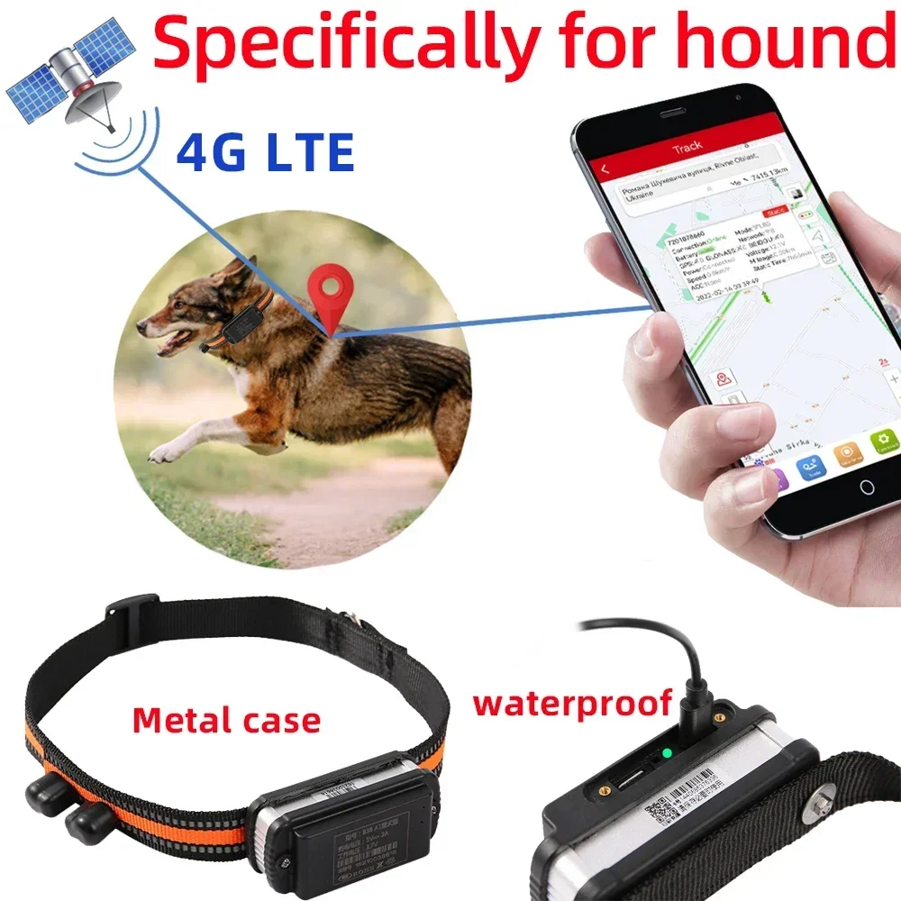 New 4G Hound GPS Locator Hunting Dog GPS Tracker Live Tracking Collar Safety Lock Free APP Smart Finder Pet Dog Anti-loss Device