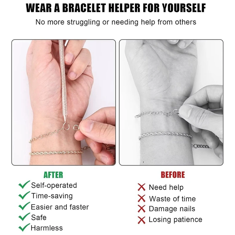 ABUL-2 pezzi Strumenti per aiutare il braccialetto, Strumento di assistenza al braccialetto Dispositivo di fissaggio per bracciale Gancio per strumento Aiutante per gioielli ad usura rapida