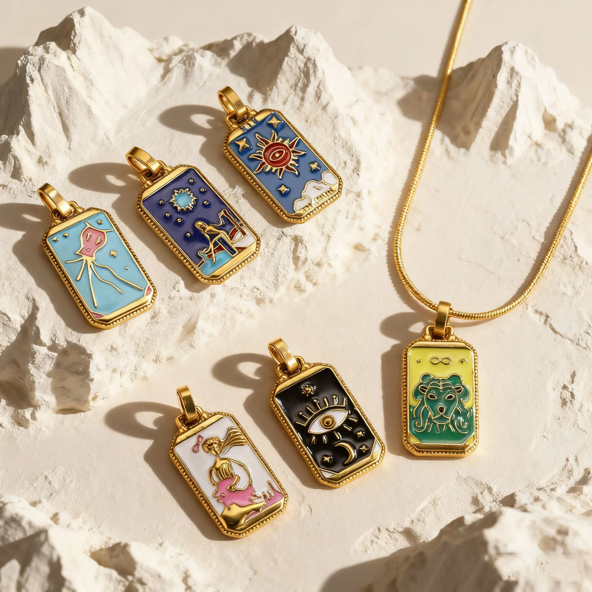 

New stainless steel tarot pendant electroplating process, handmade DIY necklace bracelet small pendant