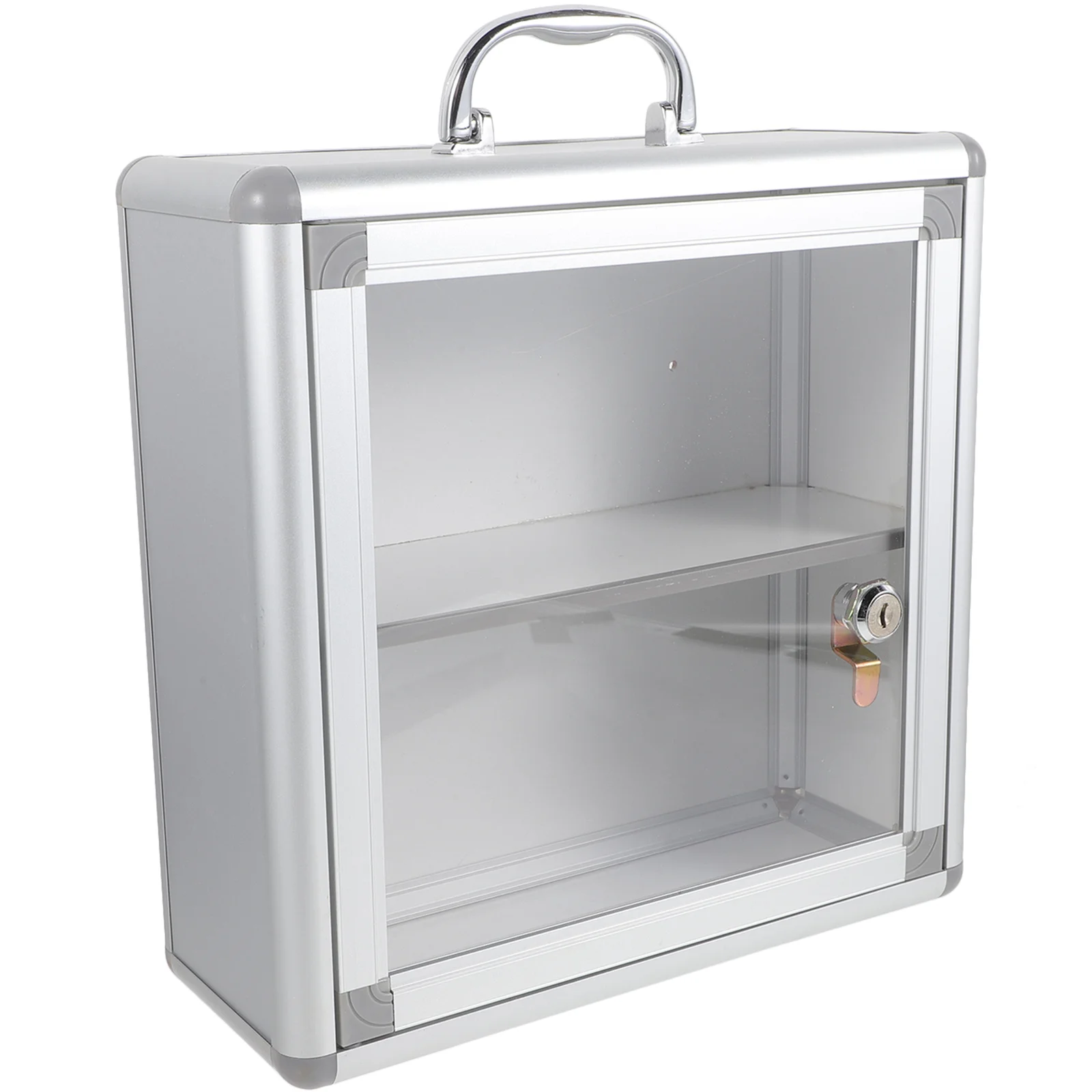 صندوق دواء معلق على الحائط، حاوية تخزين معدنية قابلة للقفل، سعة كبيرة مع مقبض لطب الإسعافات الأولية في المكتب المنزلي #1