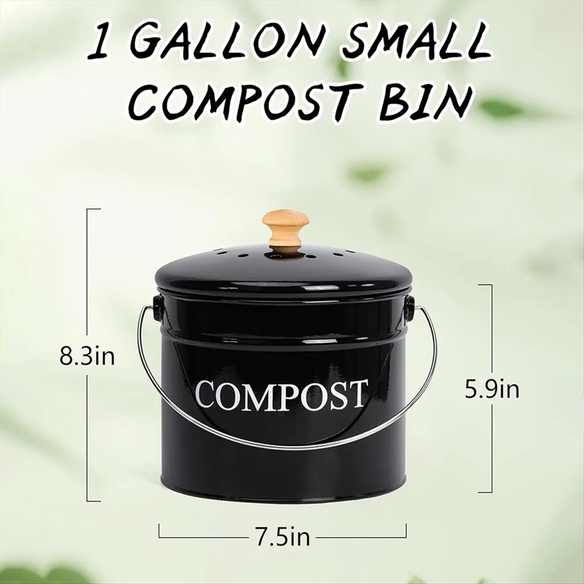 2026 Trend Kitchen Compost Bin for Kitchen Countertop, 1Gallon Compost Bucket for Kitchen with Lid, Black