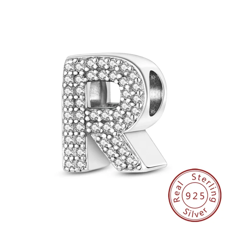 Charms aus 925er-Sterlingsilber mit 26 Buchstaben, A-Z, Alphabet-Perlen, passend für Original-Armbänder für Frauen und Mädchen, DIY, edler Schmuck, Geschenk – Detail 24