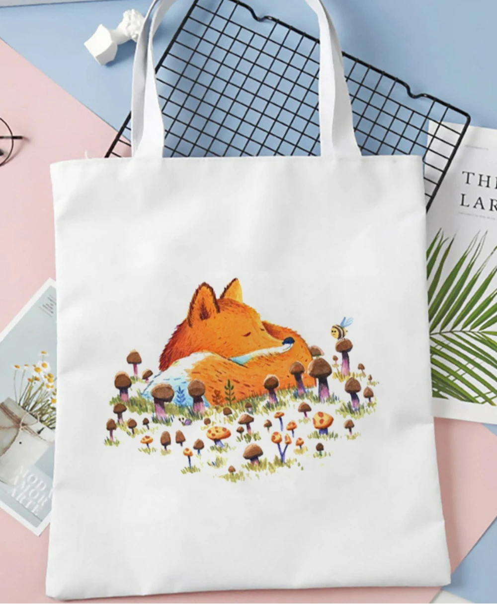 Sac fourre-tout en toile à motif ours forestier, hérisson, renard, sac de Shopping pour femmes, sac à main de banlieue spacieux, sacs à main à usage quotidien, cadeau