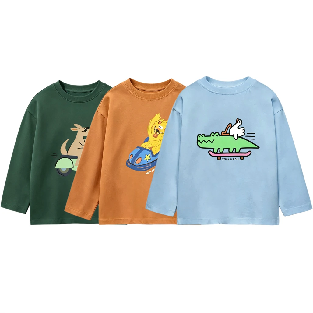 Toddler Trendy Clothing Rund Neck Base Shirt Round Neck Pullovers Green Blue Coffee Brown T-shirt Baby Simple Pure Cotton Tees